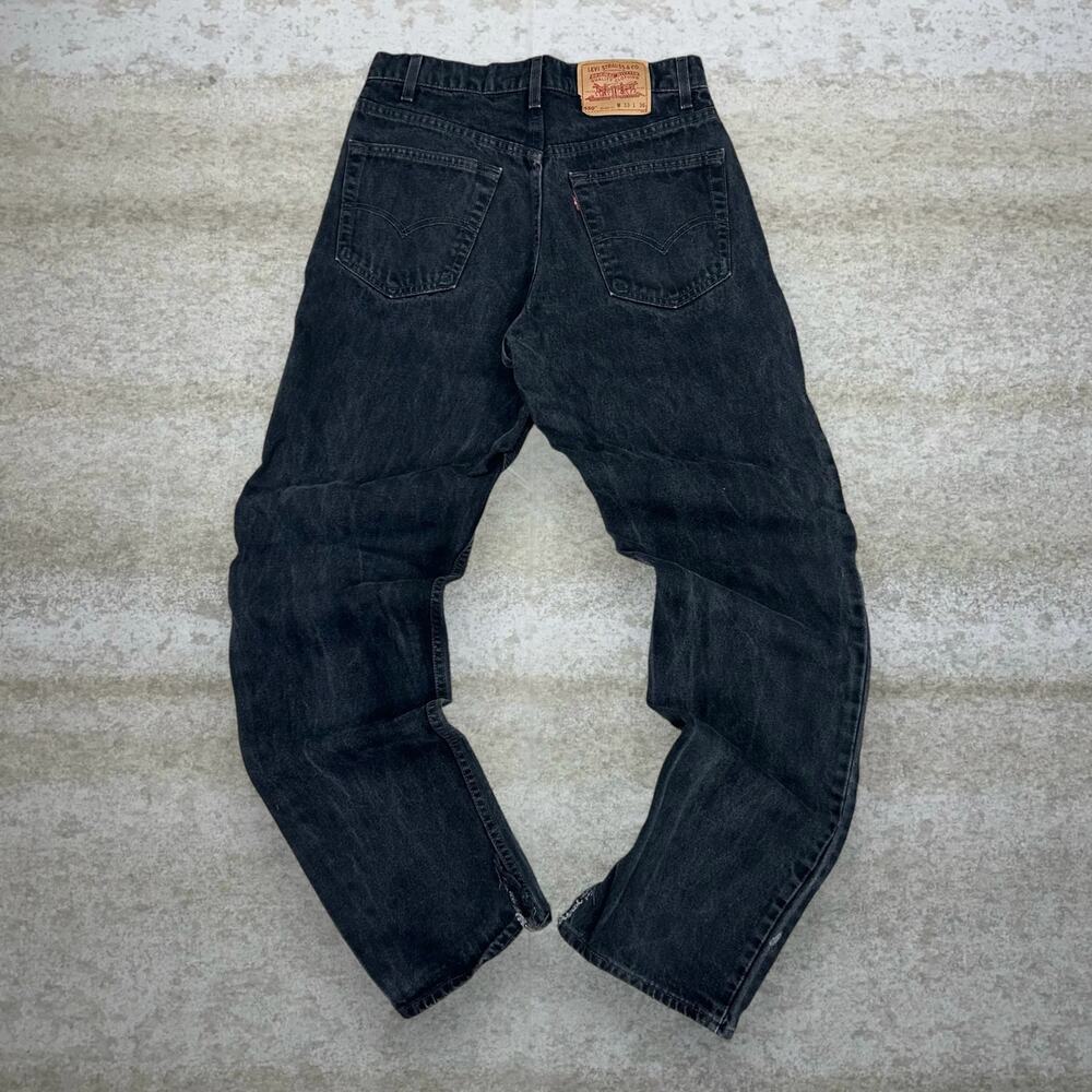 Vintage 90s Levis Jeans 550 33x36 Relaxed Flared Fit Jet Black Wash Made in USA